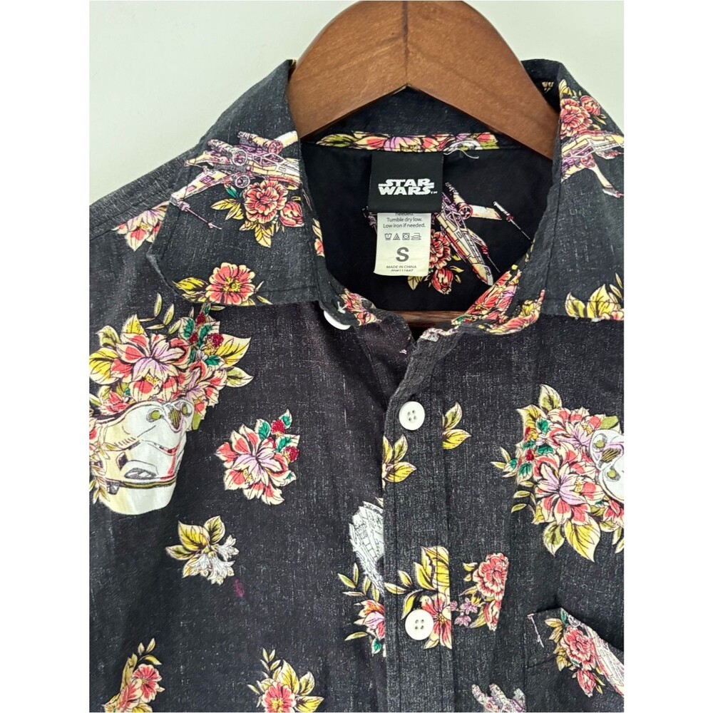Star Wars Floral Hawaiian Button Up Shirt Small Geek Chic